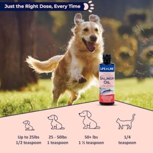 Life Line Pet Nutrition Wild Alaskan Salmon Oil Omega-3 Supplement for Skin & Coat – Supports Brain, Eye & Heart Health in Dogs & Cats, 16.5oz