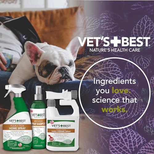 Vet's Best Anti-Flea Spray Shampoo - Dog Flea and Tick Treatment - Plant-Based Formula - Certified Natural Oils - 16 oz