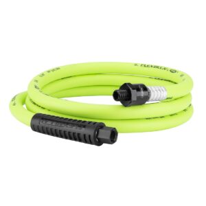 flexzilla swivel whip air hose, 3/8 in. x 6 ft. (1/4" mnpt ball swivel x 1/4" fnpt ends), heavy duty, lightweight, hybrid, zillagreen - hfz3806yw2b