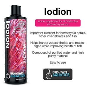 Brightwell Aquatics ABAIOD500 Iodion Liquid Salt Water Conditioners for Aquarium, 17-Ounce, 500-ml