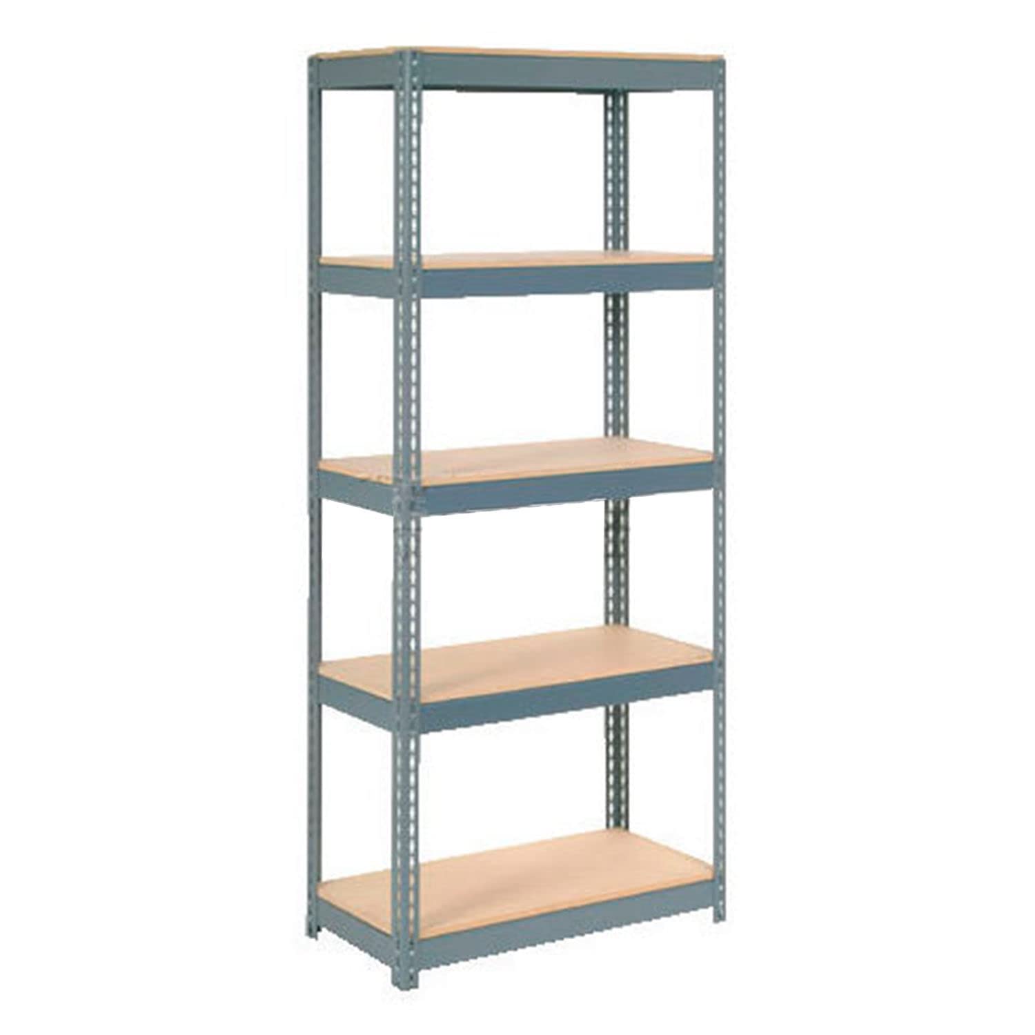 Global Industrial Boltless Extra Heavy Duty Shelving 36"W x 18"D x 72"H, 5 Shelves, Wood Deck