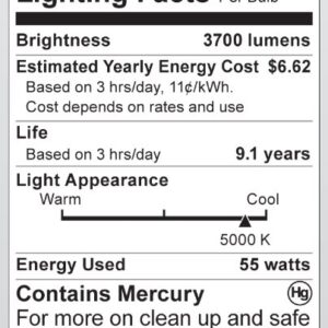 Satco S7339 55 Watt (250 Watt) 3700 Lumens Hi-Pro Spiral CFL Daylight White 5000K Medium Base 120 Volt Light Bulb, White