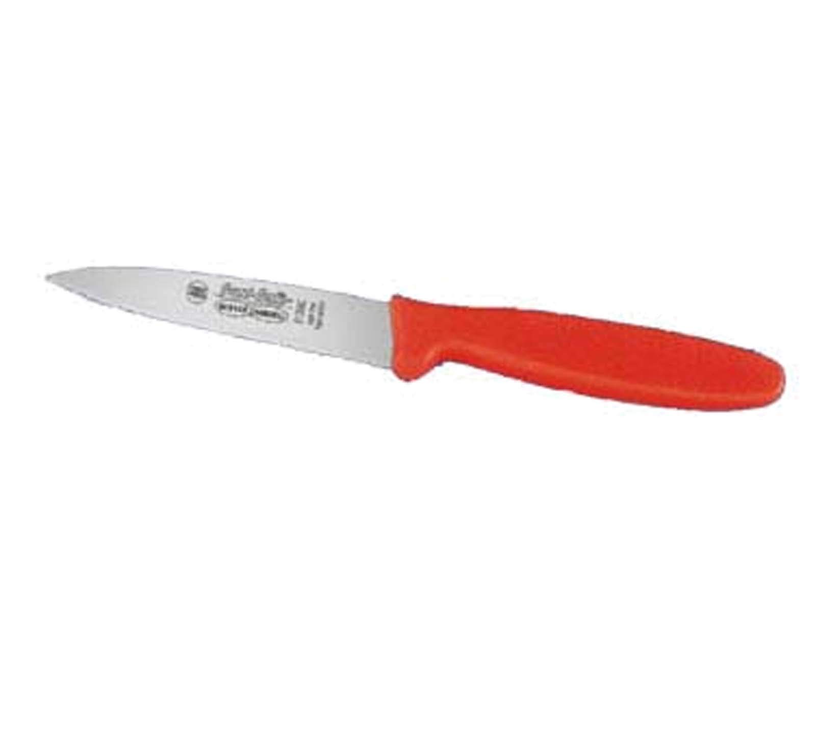 Dexter Russell NET105SC Sani-Safe (15583) Net/Twine/Line Knife, 3-1/2", scalloped edge, finger guard, high-carbon-steel blade, non-slip, orange, polypropylene handle, NSF Certified​‌‌‍​‌​​‌​‍​​‌