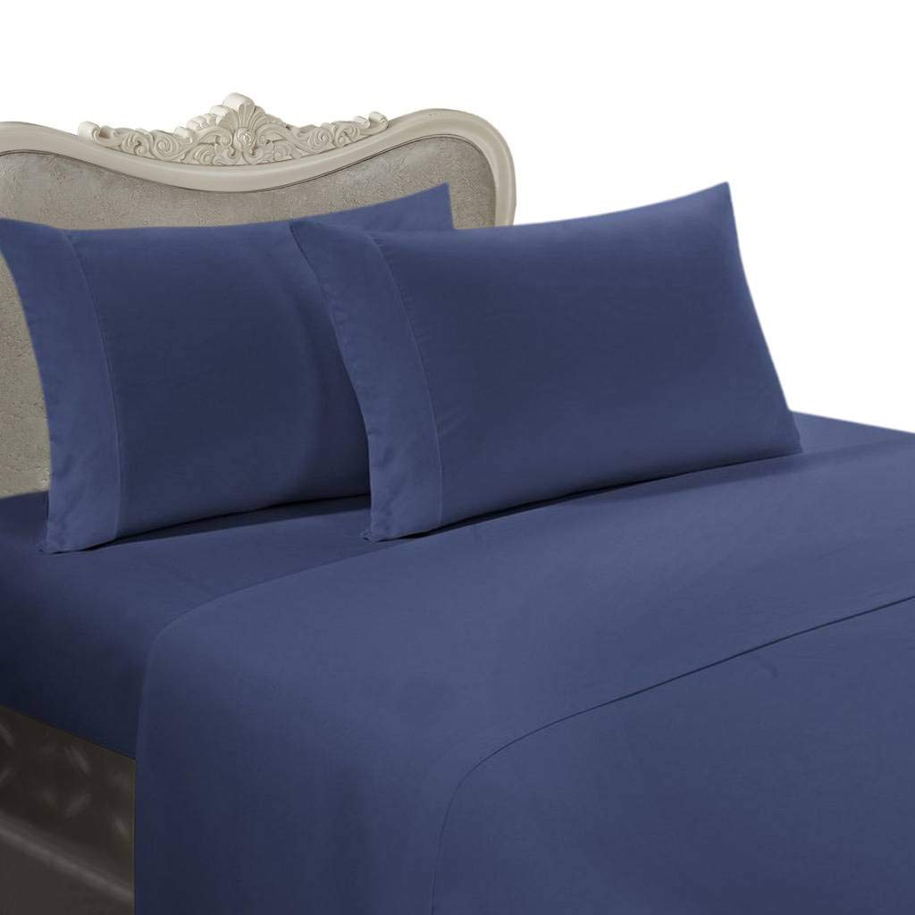 Twin XL Extra Long 300 Thread Count Egyptian Cotton 300TC Solid Duvet Cover Set, Navy