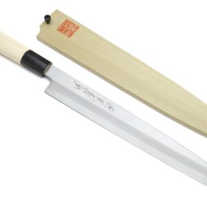 Yoshihiro Shiroko High Carbon Steel Kasumi Yanagi Magnolia Handle Sushi Sashimi Chef Knife (9.5" (240mm))