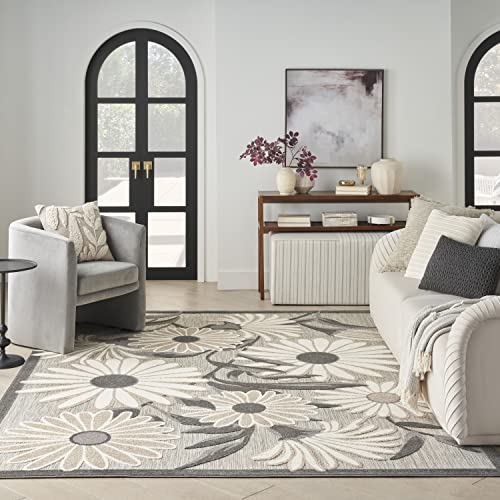 Nourison Aloha Indoor/Outdoor Beige 6' x 9' Area-Rug, Easy-Cleaning, Non Shedding, Bed Room, Living Room, Dining Room, Kitchen, Backyard, Deck, Patio (6x9)