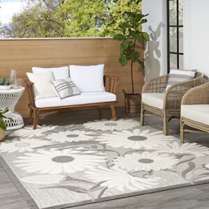 Nourison Aloha Indoor/Outdoor Beige 6' x 9' Area-Rug, Easy-Cleaning, Non Shedding, Bed Room, Living Room, Dining Room, Kitchen, Backyard, Deck, Patio (6x9)