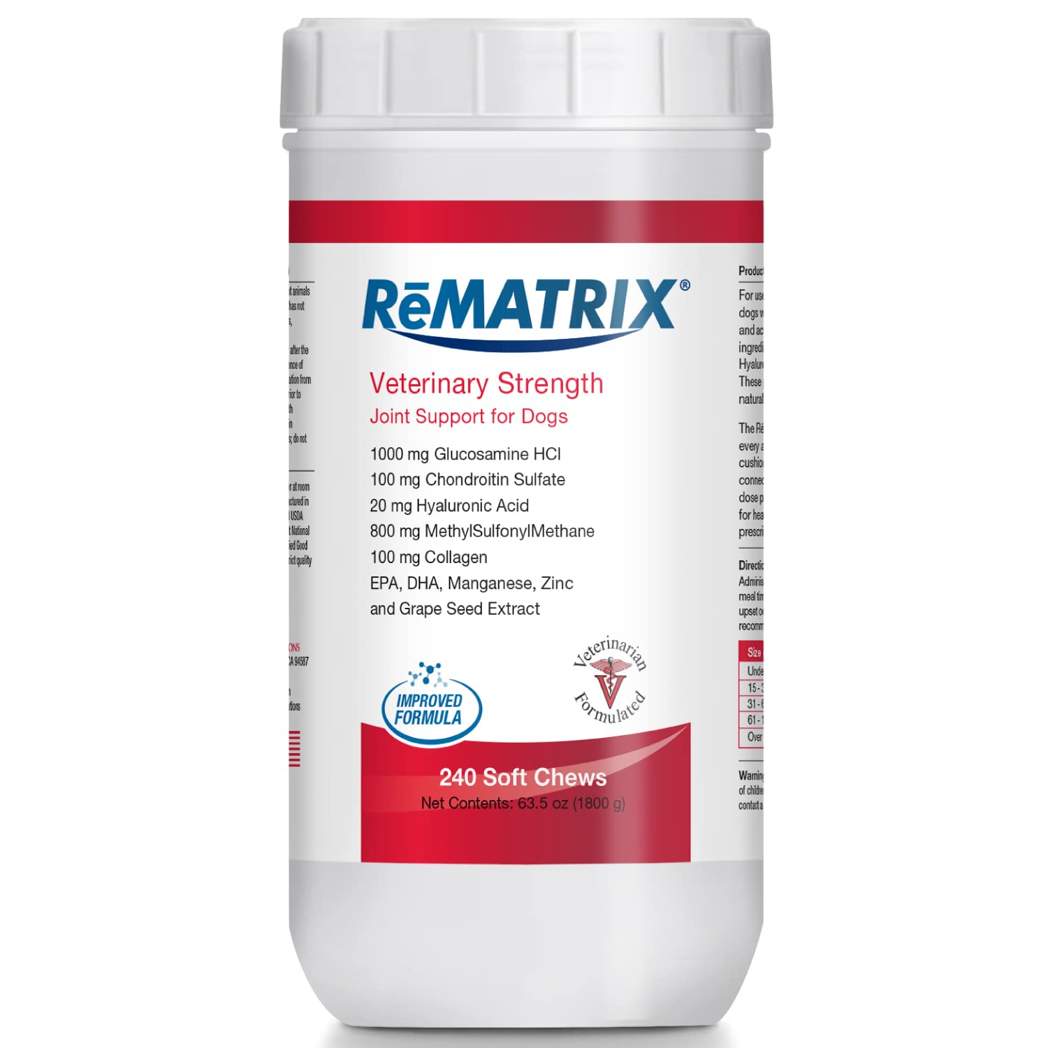 Pet Health Solutions PHS ReMATRIX Joint Support Supplement for Dogs - Glucosamine, Chondroitin, MSM, Omega-3 - Hip and Joint Pain Relief and Support for Dogs - Made in USA - 240 Soft Chews