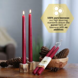 Big Dipper Wax Works Red Candles, Hand Dipped Beeswax Taper Candles, 12-Hour Long Burn, Pure Beeswax Candle 12" x 7/8", All Natural Rich Coloring