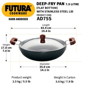 Futura Hard Anodised Deep-Fry Pan, 7.5L, Gray