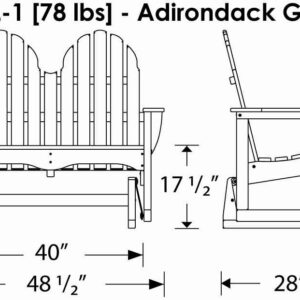 POLYWOOD Adirondack 48-Inch Glider, Black