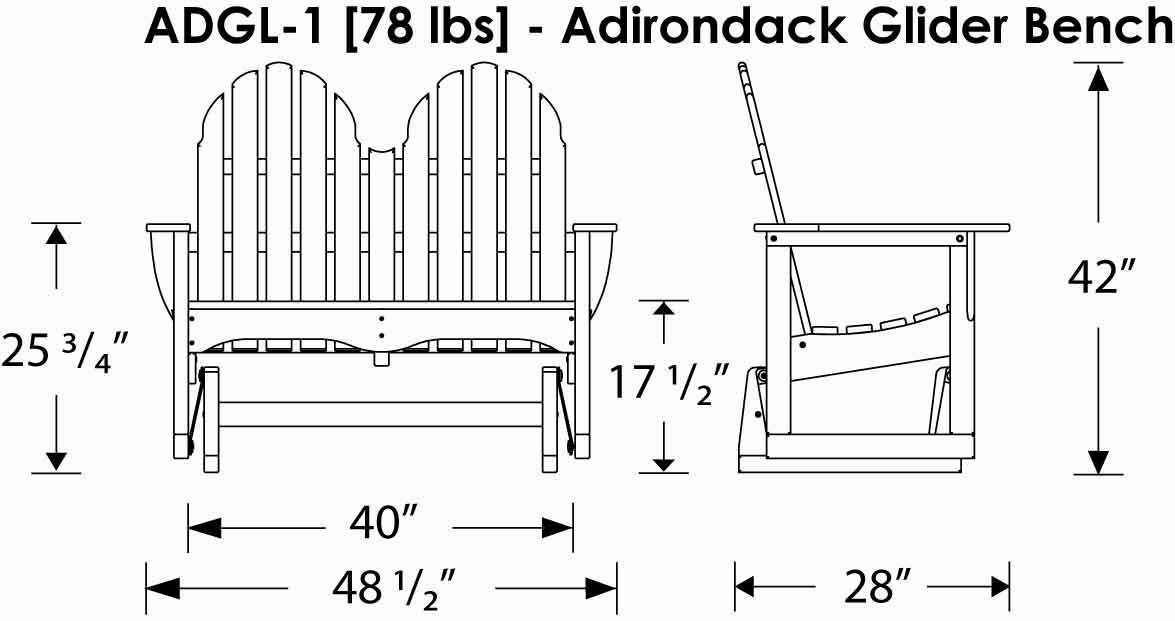 POLYWOOD Adirondack 48-Inch Glider, Black