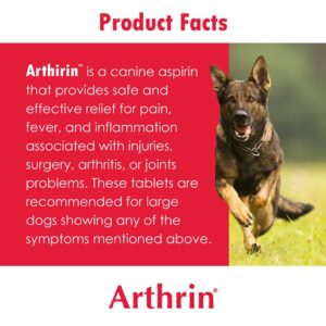 HealthyPets ARTHRIN325T Arthrin Canine Aspirin 300 mg for Larger Dogs - Prevent Gastrointestinal Upset - Joint Support Supplement - Liver Flavored - 100 Chewable Tablets