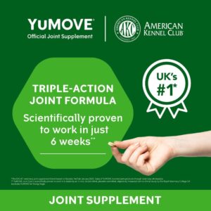 YuMOVE Adult Dog Tablets | Hip and Joint Supplement for Dogs with Glucosamine, Chondroitin, Hyaluronic Acid, Green Lipped Mussel | Dogs Aged 6 to 8 | 120 Count Tablets, Treat Colored