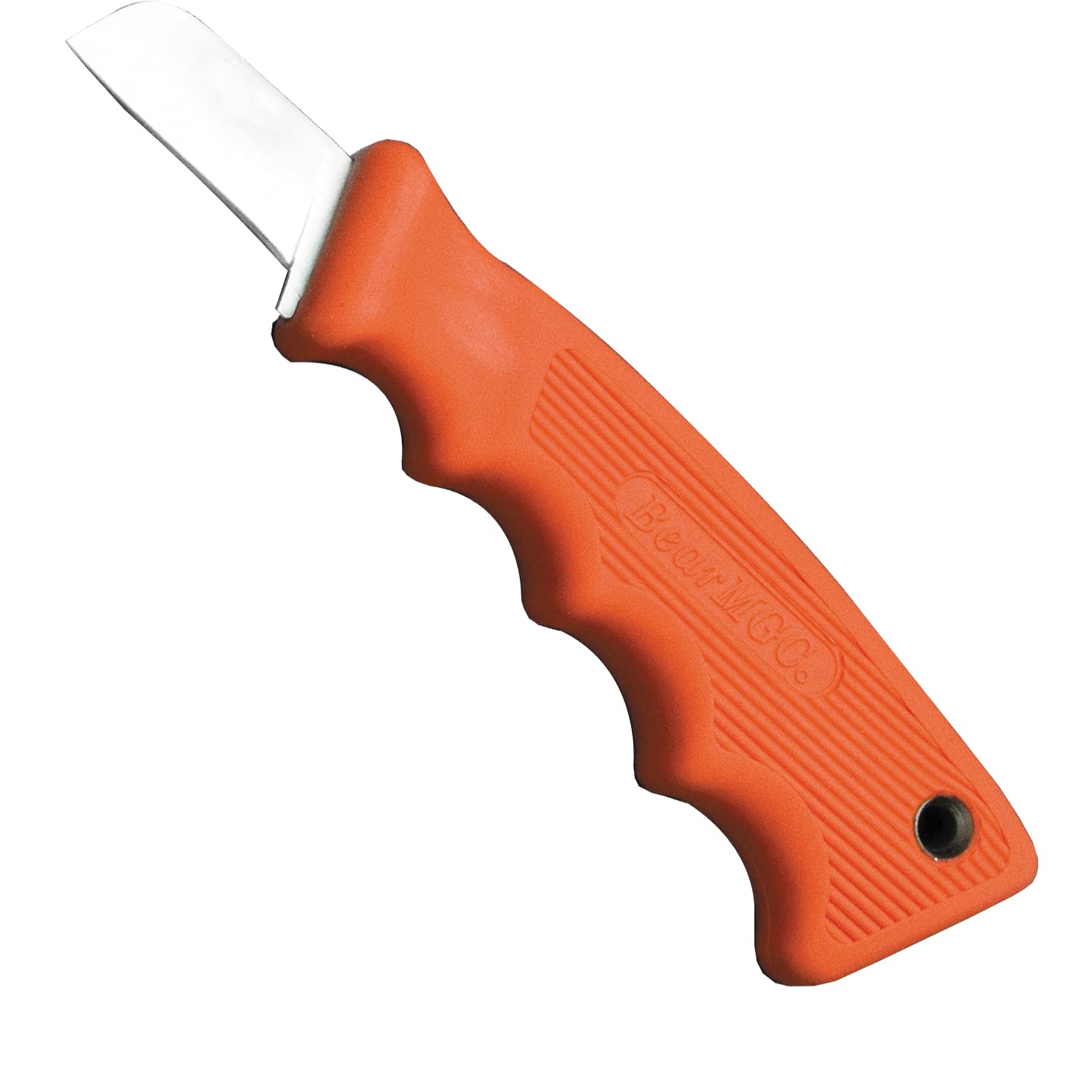 Bear & Son 6 1/2" Powergrip Kraton Fixed Blade Utility Knife, High Carbon Stainless Steel, Orange Kraton Handle Electrician Knife with Sheath (466 1/4)