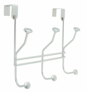 amerock | over-the-door hook rack | 3 double prong hooks | silver | 9-3/4 inch (248 mm) length