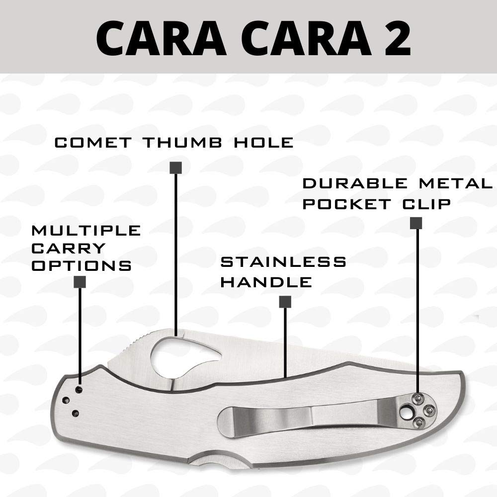 Spyderco Byrd Cara Cara 2 Knife with 3.75" Steel Blade and Durable Stainless Steel Handle - CombinationEdge - BY03PS2