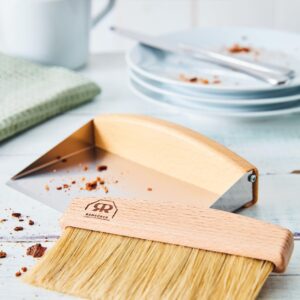 REDECKER Oiled Beechwood Table Sweeping Set, 6-1/4 x 4-1/4-Inches - Dust Pan Brush Set