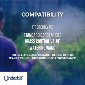 Underhill Precision Cloudburst Garden Water Hose Nozzle, Sprayer, 48 GPM 80 PSI, 3/4-Inch Thread Inlet, Heavy-Duty Brass and Rubber, HN4800