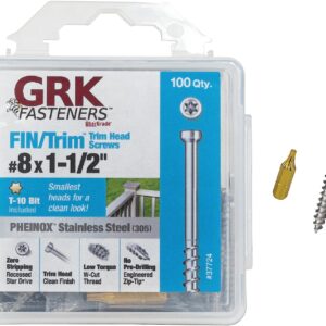 GRK 772691377241 8 x 1-1/2" 37724 FIN/Trim 305 Stainless Steel Finish Screws 100 Count, Color