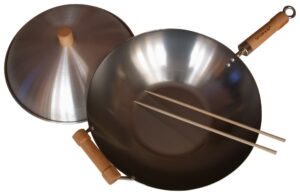 taylor & ng classic wok set, 14", carbon steel