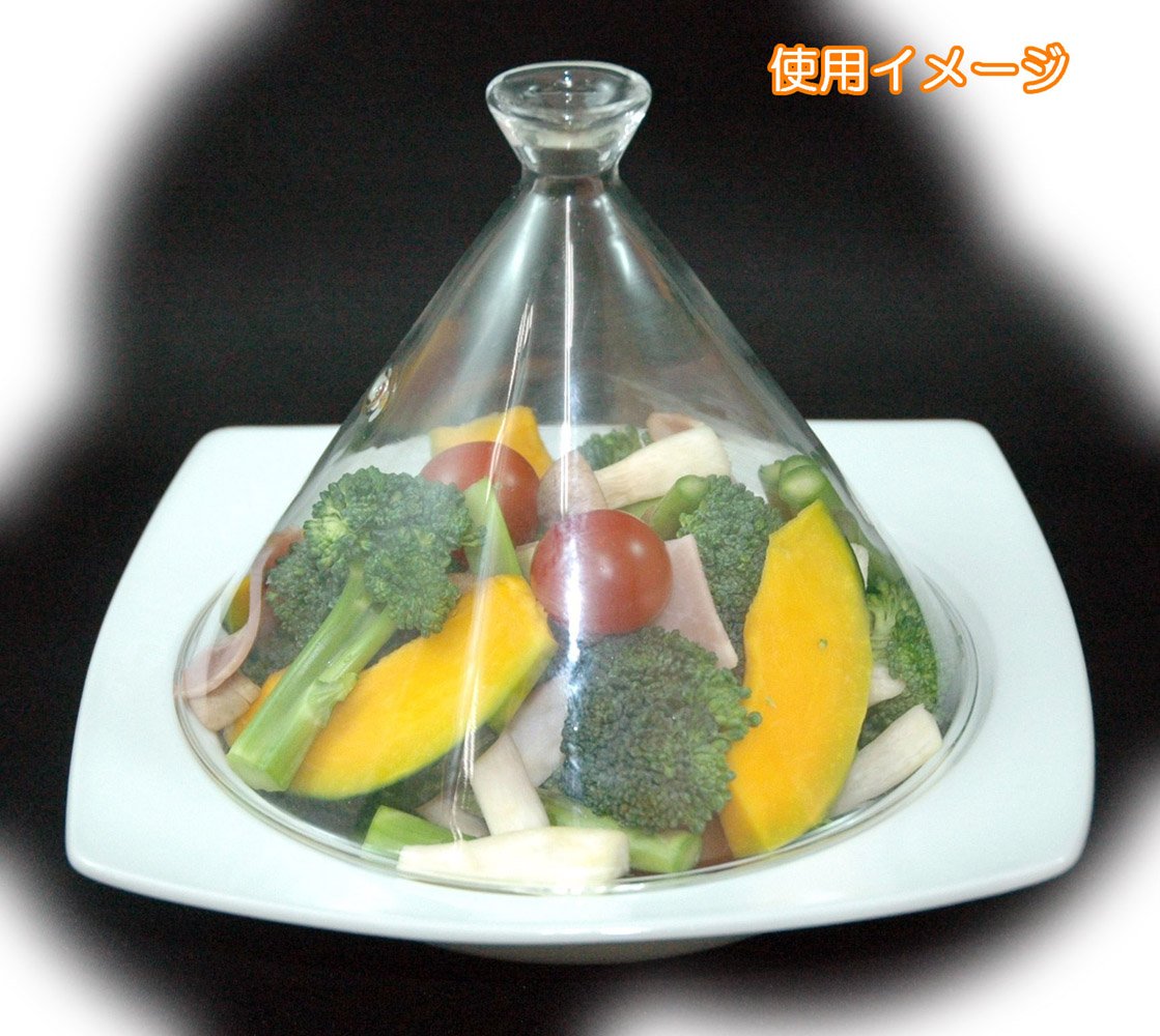 東洋セラミックス Microwave Dedicated Dream Tajin Pot (Corner) 7.9 inches (20 cm), Glass Lid, White ID-21-26