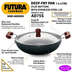 Futura Hard Anodised Deep-Fry Pan, 7.5L, Gray