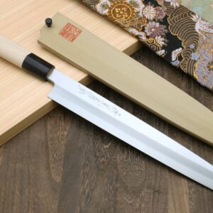 Yoshihiro Shiroko High Carbon Steel Kasumi Yanagi Magnolia Handle Sushi Sashimi Chef Knife (9.5" (240mm))