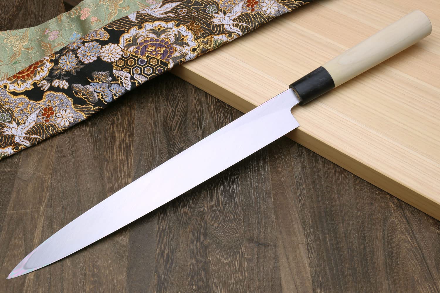 Yoshihiro Shiroko High Carbon Steel Kasumi Yanagi Magnolia Handle Sushi Sashimi Chef Knife (9.5" (240mm))