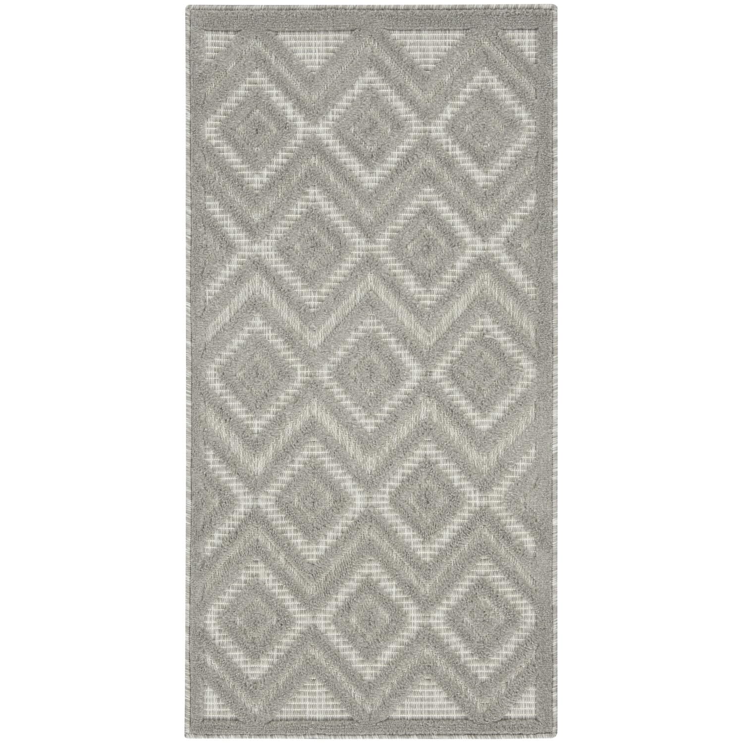 Nourison Versatile Indoor/Outdoor Silver Grey 5' x 7' Area-Rug, Easy-Cleaning, Non Shedding, Bed Room, Living Room, Dining Room, Deck, Backyard, Patio, High Traffic Area (5x7)