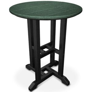 POLYWOOD RT224FBLGR Contempo 24-Inch Round Dining Table, Black Frame, Green