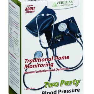 Veridian Healthcare Two-Party Home Blood Pressure Kit with Detached Nurse Stethoscope, Latex Free, Adult, (01-5521)