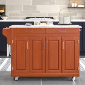 Create-a-Cart Cottage Oak 4 Door Cabinet Kitchen Cart with Gray Granite Top by Home Styles