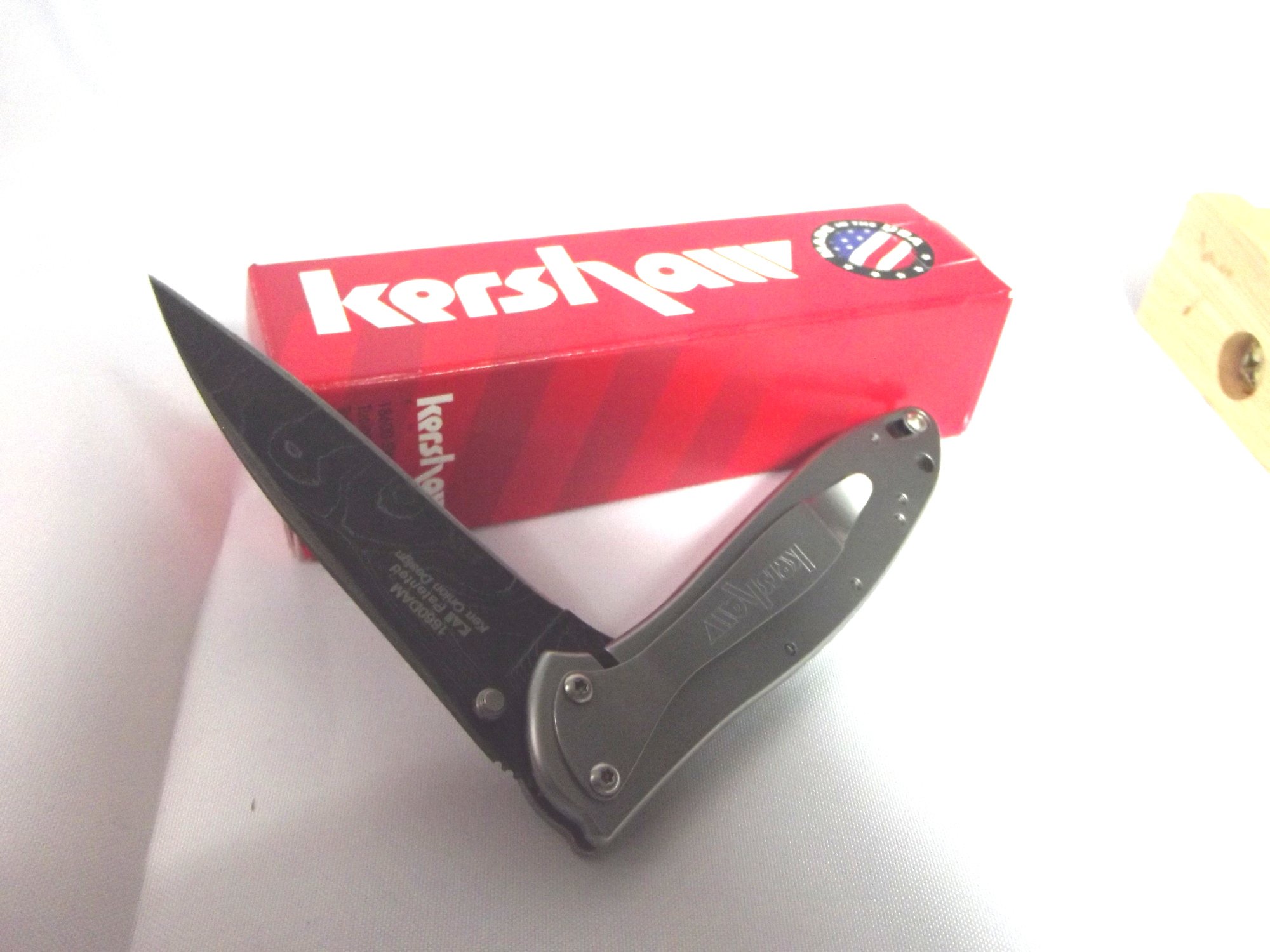 Kershaw Damascus Steel Leek Assisted Opening Stainless Handles