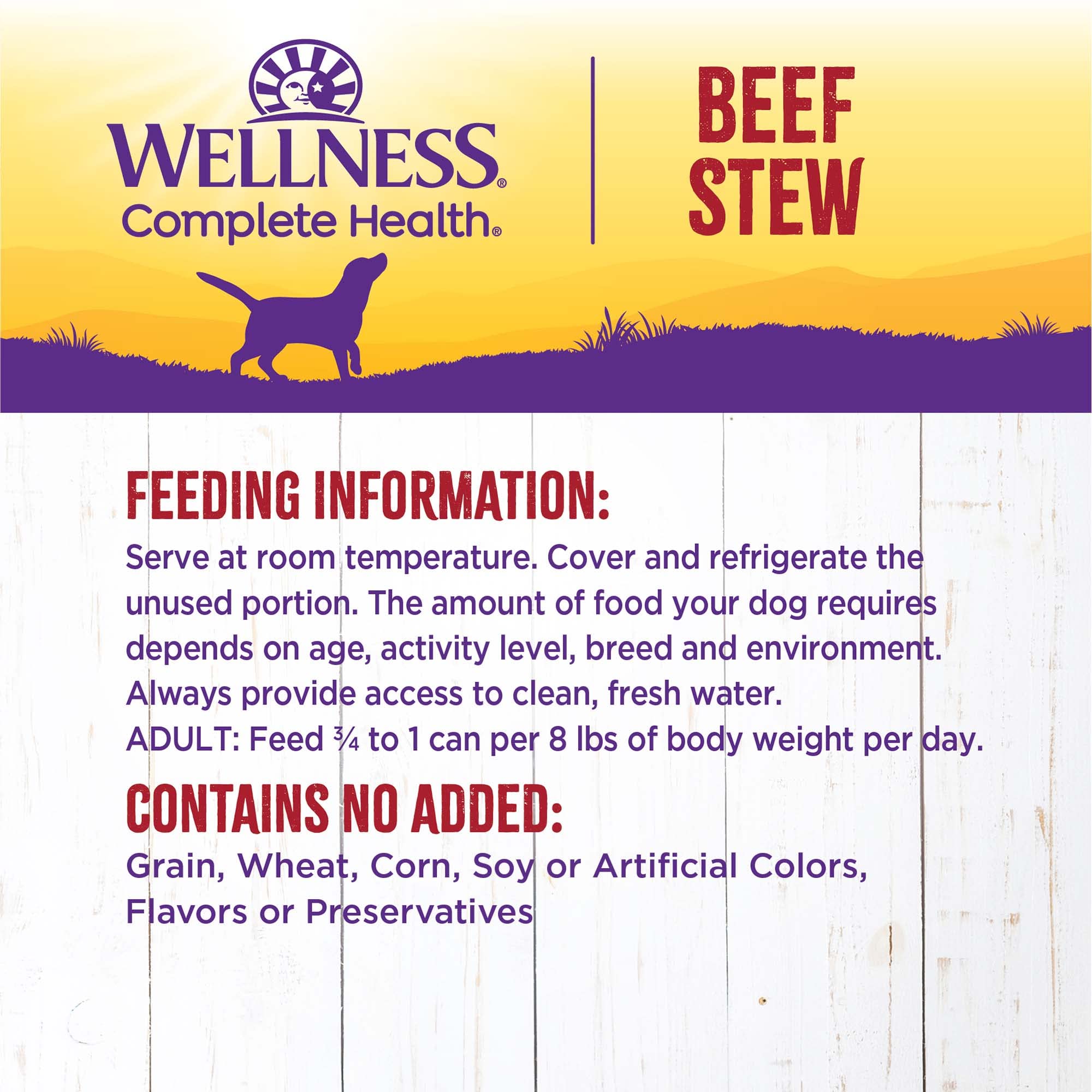 Wellness Complete Health Thick & Chunky Natural Grain Free Canned Wet Dog Food, Beef Stew, 12.5-Ounce Can (Pack of 12)