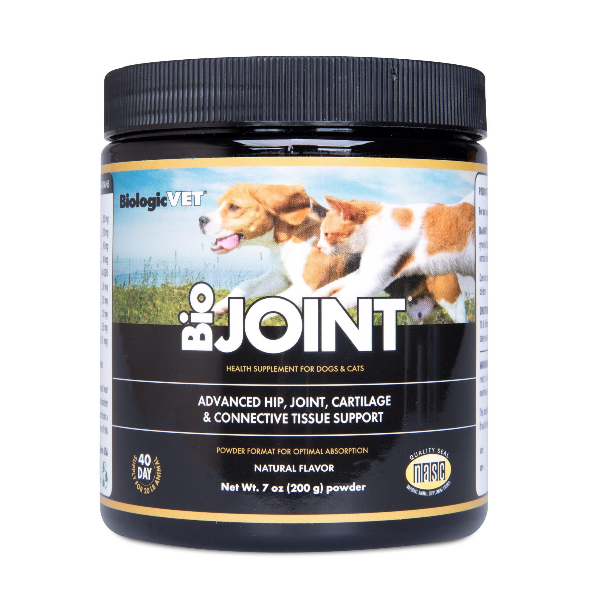 BiologicVET - BioJOINT Advanced Joint Mobility Support, Advanced Hip, Joint, Cartilage & Connective Tissue Support, 40-Day Supply for 20-lb. Animal, 7-oz. Powder