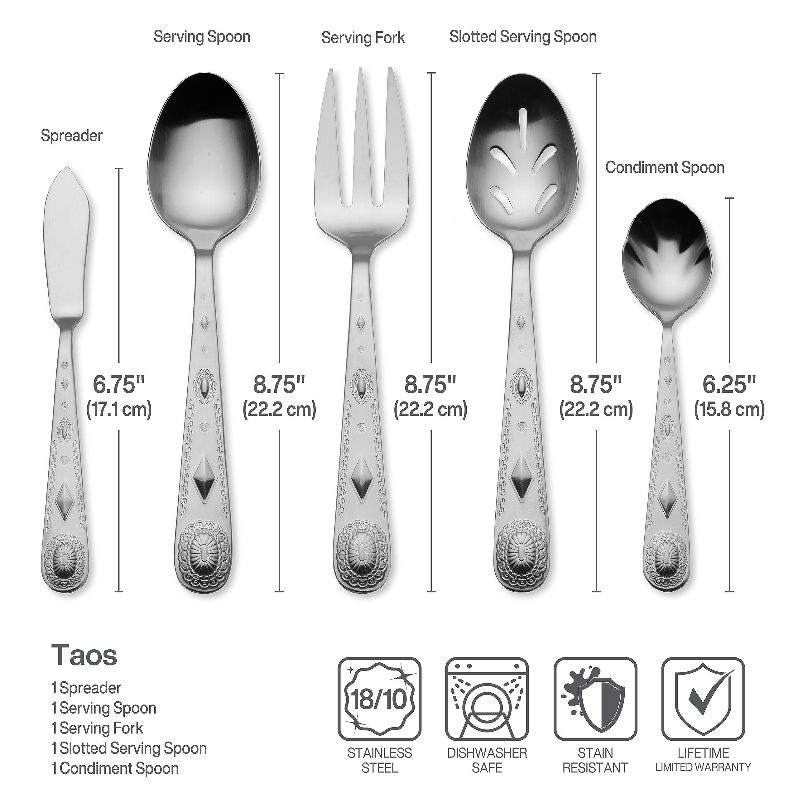 Wallace Taos 45-Piece Stainless Steel Flatware Set, Service for 8