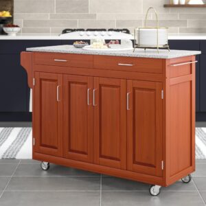 Create-a-Cart Cottage Oak 4 Door Cabinet Kitchen Cart with Gray Granite Top by Home Styles