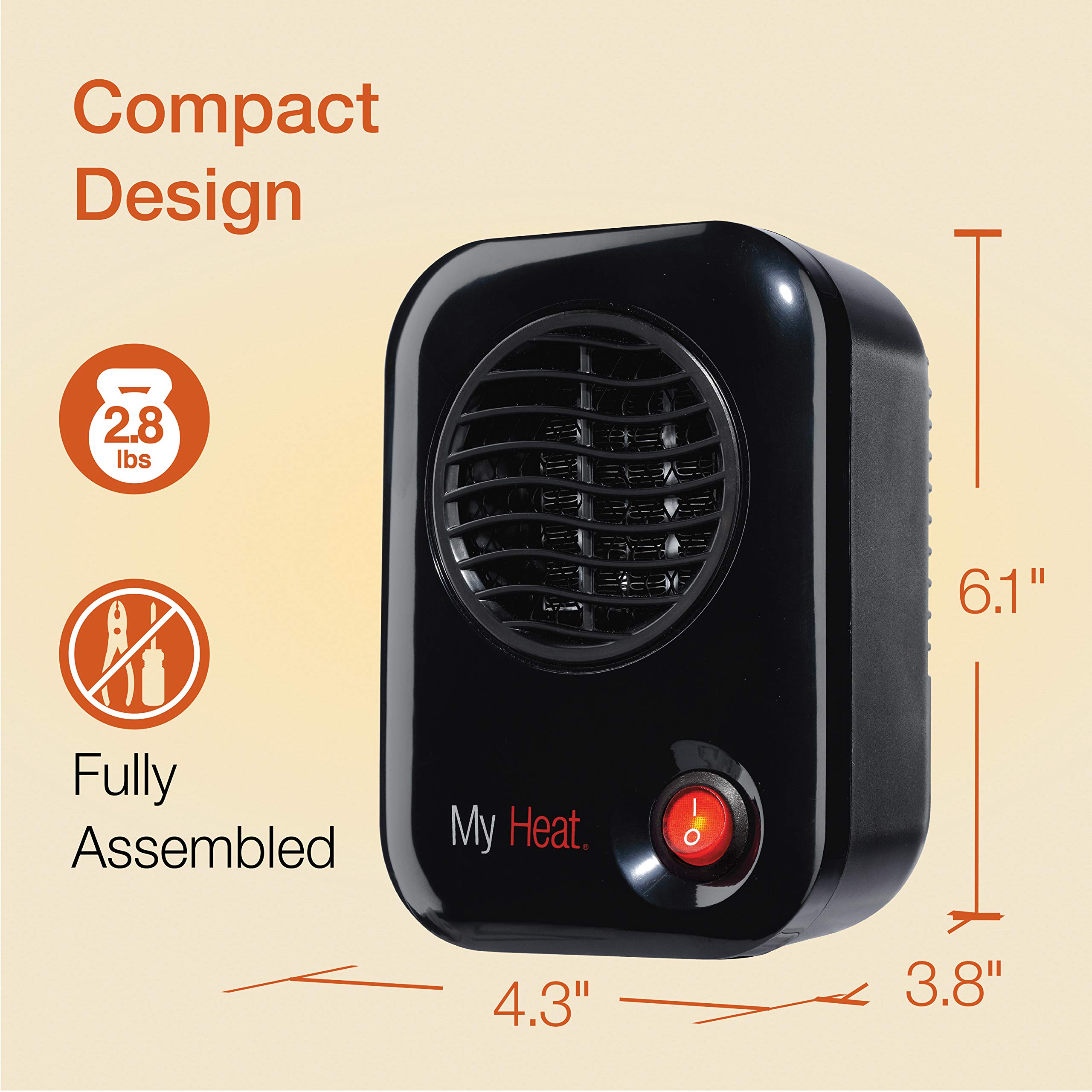 Lasko MyHeat Personal Mini Space Heater for Home with Single Speed, 6 Inches, Black, 200W, 100