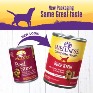 Wellness Complete Health Thick & Chunky Natural Grain Free Canned Wet Dog Food, Beef Stew, 12.5-Ounce Can (Pack of 12)