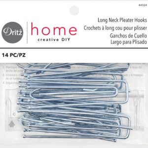 Dritz Home 44324 Long Neck Pleater Drapery Hooks (14-Piece) , Silver