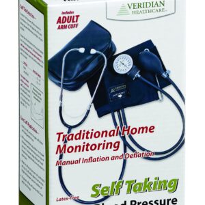 Veridian Healthcare Veridian Self-Taking Home Blood Pressure Kit with Attached Stethoscope, Latex Free, Adult, 1 Pound, 1 Count