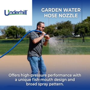 Underhill Precision Cyclone Garden Water Hose Nozzle Sprayer, 50+ GPM 80 PSI, 3/4-Inch Thread Inlet, High Pressure Heavy-Duty Brass and Rubber, HN5000