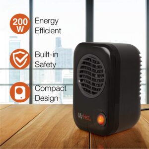 Lasko MyHeat Personal Mini Space Heater for Home with Single Speed, 6 Inches, Black, 200W, 100