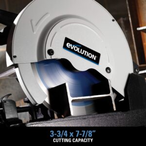 Evolution Power Tools | Chop Saw | Metal Cutting Cut Off Saw | 14-Inch | 15-Amp Motor | 0-45˚ Miter Range | 14" 66T Mild Steel TCT Blade | Metal Chop Saw with Blade for Metal Cutting | EVOSAW380