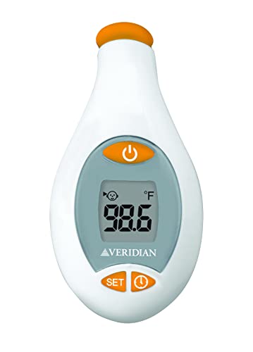 Veridian Healthcare Temple & Underarm Thermometer | Infrared Measurements | Fast 4-Second Readout | Fever Alert | Backlit Display | Programmable Timer | 1-Year Warranty