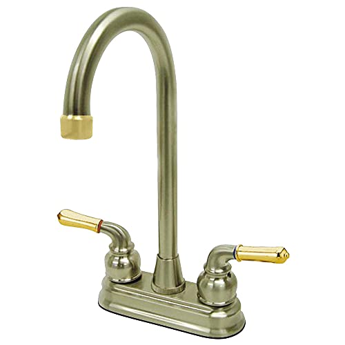 Kingston Brass KB499 Magellan Bar Faucet, 4-3/4", Brushed Nickel/Polished Brass