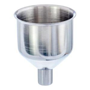 se stainless steel funnel for flasks, small metal funnel for filling drinking liquor flask, transferring oil, juice, milk, attached screw-on cap