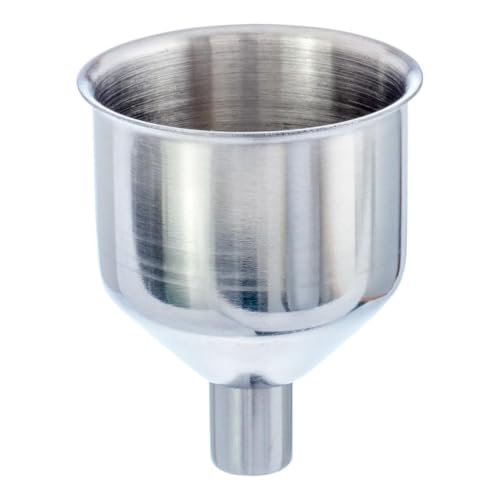 SE Stainless Steel Funnel for Flasks, Small Metal Funnel for Filling Drinking Liquor Flask, Transferring Oil, Juice, Milk, Attached Screw-On Cap