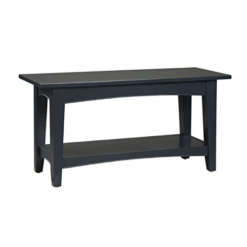 Alaterre Furniture Shaker Cottage Bench with Shelf, 36" W, Charcoal Gray